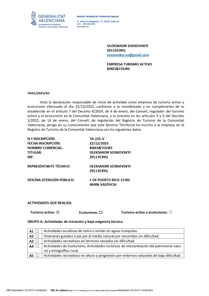 Tourism Registry of the Valencian Community - Page 1